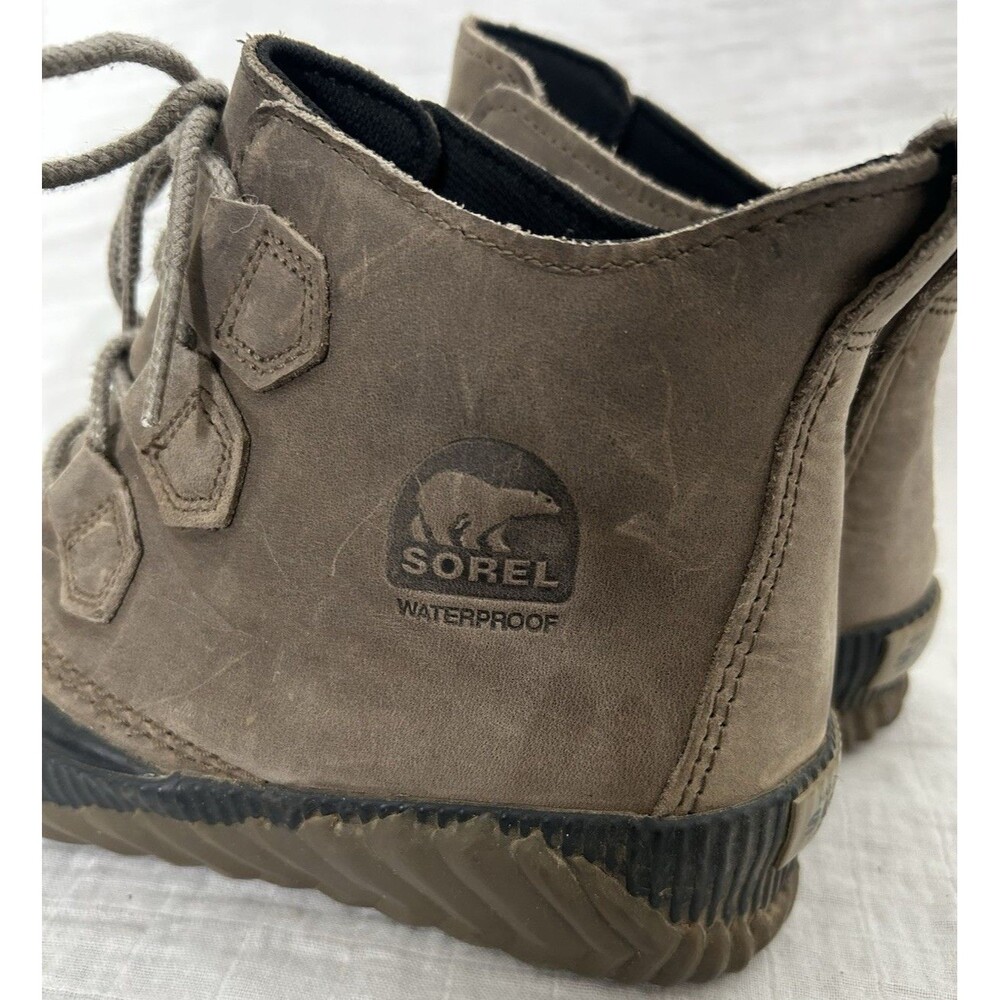 SOREL Out N About Mid Ankle Duck Boots Waterproof Black Tan Womens size 7.5 - Picture 6 of 7